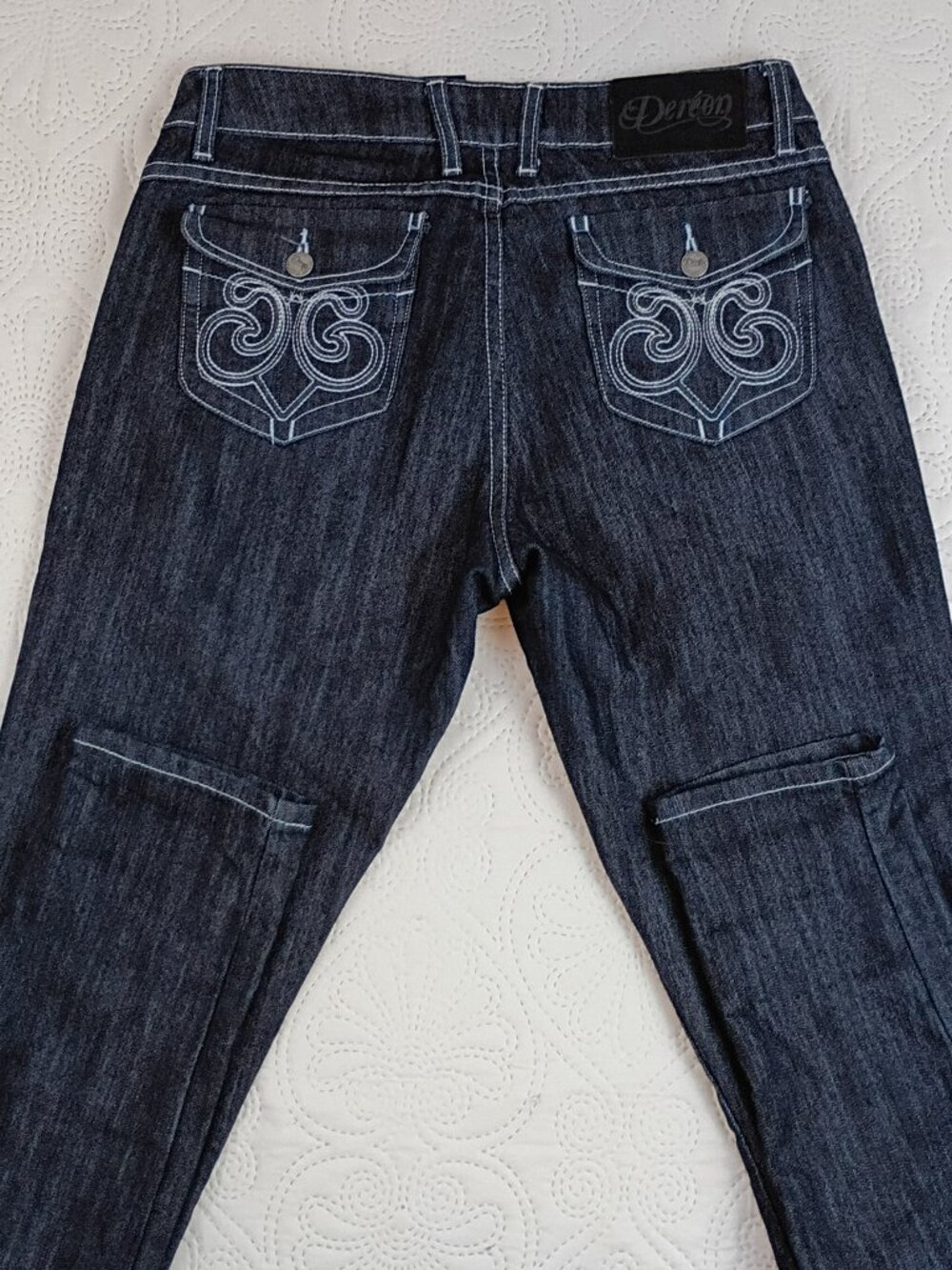 NWOT Deréon Dark Wash Bootcut Jeans Size 9/10 Stretch Denim Flap Pocket Y2K - Picture 5 of 9